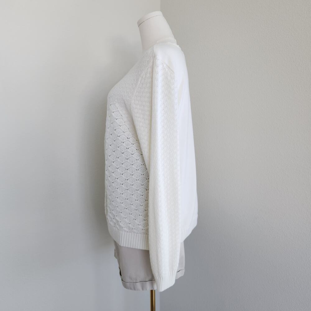 Vintage Y2K White Crochet Knit Button Up Cardigan Long Sleeve Denim & Co XL - Picture 5 of 11